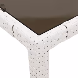 vidaXL Garden Table with Glass Top Outdoor Dining Table White Poly Rattan - Additional view 8