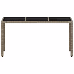 vidaXL Garden Table with Glass Top Outdoor Dining Table Light Grey Poly Rattan - Additional view 4