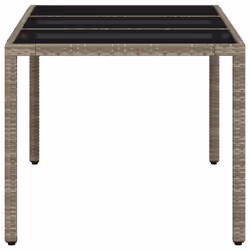 vidaXL Garden Table with Glass Top Outdoor Dining Table Light Grey Poly Rattan - Additional view 5