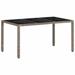 vidaXL Garden Table with Glass Top Outdoor Dining Table Light Grey Poly Rattan - Additional view 6