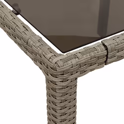 vidaXL Garden Table with Glass Top Outdoor Dining Table Light Grey Poly Rattan - Additional view 8