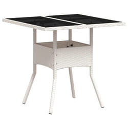 vidaXL Garden Table with Top Outdoor Table Balcony Dining Table Poly Rattan - white, glass