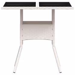 vidaXL Garden Table with Top Outdoor Table Balcony Dining Table Poly Rattan - white, glass - Additional view 4