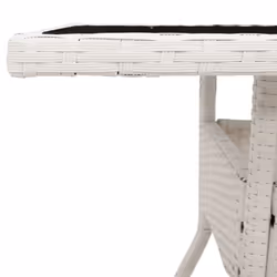 vidaXL Garden Table with Top Outdoor Table Balcony Dining Table Poly Rattan - white, glass - Additional view 8