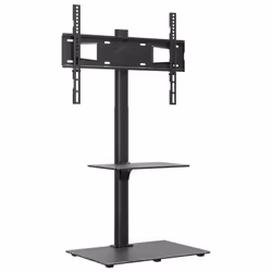 vidaXL Corner TV Stand for 32-65 Inch Swivel Cantilever TV Floor Stand Black - 2-Tiers