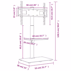 vidaXL Corner TV Stand for 32-65 Inch Swivel Cantilever TV Floor Stand Black - 2-Tiers