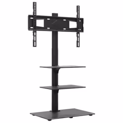 vidaXL Corner TV Stand for 32-65 Inch Swivel Cantilever TV Floor Stand Black - 3-Tiers