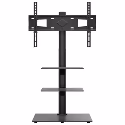 vidaXL Corner TV Stand for 32-65 Inch Swivel Cantilever TV Floor Stand Black - 3-Tiers