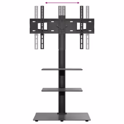 vidaXL Corner TV Stand for 32-65 Inch Swivel Cantilever TV Floor Stand Black - 3-Tiers - Additional view 6