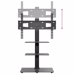 vidaXL Corner TV Stand for 32-65 Inch Swivel Cantilever TV Floor Stand Black - 3-Tiers - Additional view 7