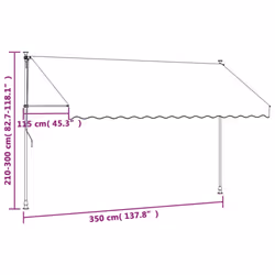 vidaXL Retractable Awning Privacy Screen Anthracite 350x150 cm Fabric & Steel