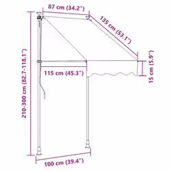 vidaXL Retractable Awning Privacy Screen Cream 100x150 cm Fabric and Steel - Additional view 3