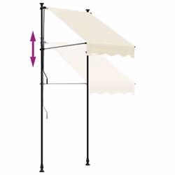 vidaXL Retractable Awning Privacy Screen Cream 100x150 cm Fabric and Steel - Additional view 6