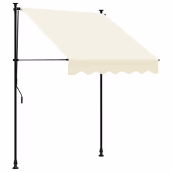 vidaXL Retractable Awning Privacy Screen Cream 150x150 cm Fabric and Steel