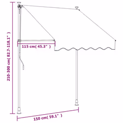 vidaXL Retractable Awning Privacy Screen Cream 150x150 cm Fabric and Steel - Additional view 10