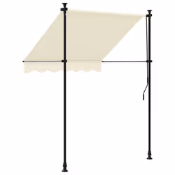 vidaXL Retractable Awning Privacy Screen Cream 150x150 cm Fabric and Steel - Additional view 4