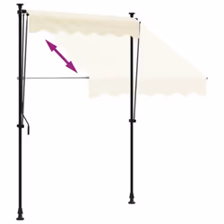 vidaXL Retractable Awning Privacy Screen Cream 150x150 cm Fabric and Steel - Additional view 5