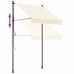 vidaXL Retractable Awning Privacy Screen Cream 150x150 cm Fabric and Steel - Additional view 6