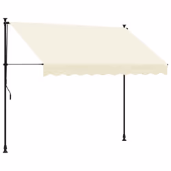 vidaXL Retractable Awning Privacy Screen Cream 250x150 cm Fabric and Steel