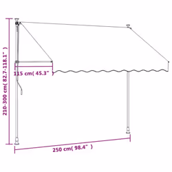 vidaXL Retractable Awning Privacy Screen Cream 250x150 cm Fabric and Steel - Additional view 10
