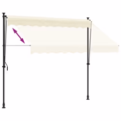 vidaXL Retractable Awning Privacy Screen Cream 250x150 cm Fabric and Steel - Additional view 5
