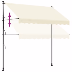 vidaXL Retractable Awning Privacy Screen Cream 250x150 cm Fabric and Steel - Additional view 6