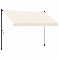 vidaXL Retractable Awning Privacy Screen Cream 300x150 cm Fabric and Steel