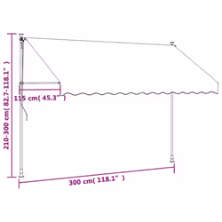 vidaXL Retractable Awning Privacy Screen Cream 300x150 cm Fabric and Steel - Additional view 10