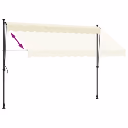 vidaXL Retractable Awning Privacy Screen Cream 300x150 cm Fabric and Steel - Additional view 5
