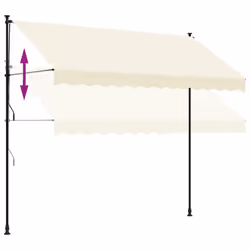 vidaXL Retractable Awning Privacy Screen Cream 300x150 cm Fabric and Steel - Additional view 6