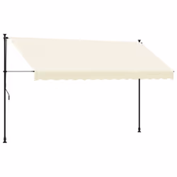 vidaXL Retractable Awning Privacy Screen Cream 350x150 cm Fabric and Steel
