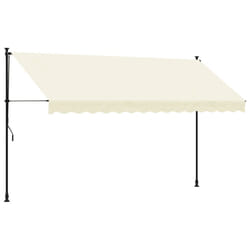vidaXL Retractable Awning Privacy Screen Cream 350x150 cm Fabric and Steel