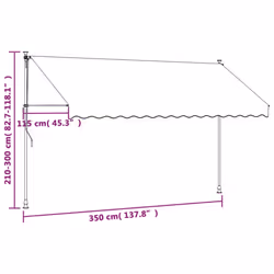 vidaXL Retractable Awning Privacy Screen Cream 350x150 cm Fabric and Steel