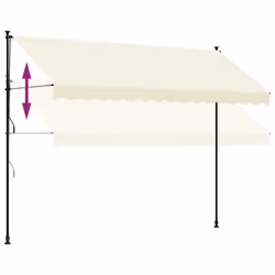 vidaXL Retractable Awning Privacy Screen Cream 350x150 cm Fabric and Steel - Additional view 6