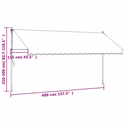 vidaXL Retractable Awning Privacy Screen Cream 400x150 cm Fabric and Steel - Additional view 10