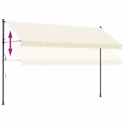 vidaXL Retractable Awning Privacy Screen Cream 400x150 cm Fabric and Steel - Additional view 6