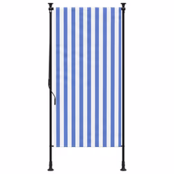 vidaXL Outdoor Roller Blind Roller Shade Blackout Blue & White Fabric & Steel - Additional view 2