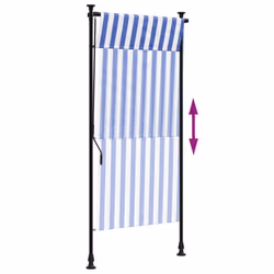 vidaXL Outdoor Roller Blind Roller Shade Blackout Blue & White Fabric & Steel - Additional view 5
