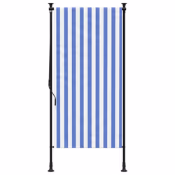 vidaXL Outdoor Roller Blind Roller Shade Blackout Blue & White Fabric & Steel - Additional view 2