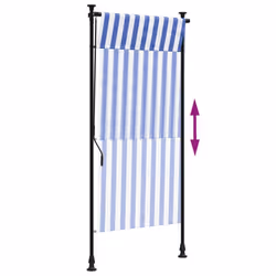 vidaXL Outdoor Roller Blind Roller Shade Blackout Blue & White Fabric & Steel - Additional view 5