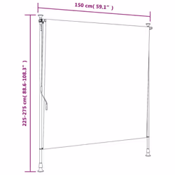 vidaXL Outdoor Roller Blind Garden Roller Shade Blackout UV Fabric and Steel - blue, 150 x 270 cm - Additional view 3