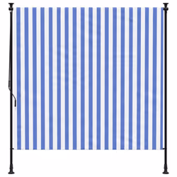 vidaXL Outdoor Roller Blind Roller Shade Blackout Blue & White Fabric & Steel - Additional view 2