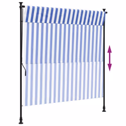 vidaXL Outdoor Roller Blind Roller Shade Blackout Blue & White Fabric & Steel - Additional view 5