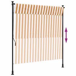 vidaXL Outdoor Roller Blind Roller Shade Orange and White Fabric and Steel - Additional view 5