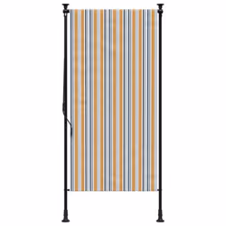 vidaXL Outdoor Roller Blind Roller Shade Yellow and White Fabric and Steel - Additional view 2