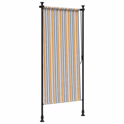 vidaXL Outdoor Roller Blind Roller Shade Yellow and White Fabric and Steel - Additional view 4