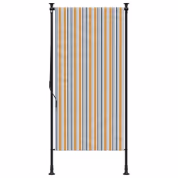vidaXL Outdoor Roller Blind Roller Shade Yellow and White Fabric and Steel - Additional view 2