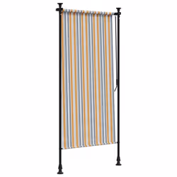 vidaXL Outdoor Roller Blind Roller Shade Yellow and White Fabric and Steel - Additional view 4