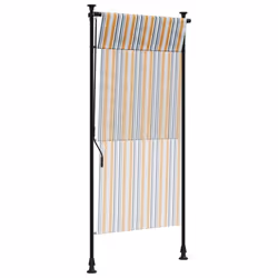 vidaXL Outdoor Roller Blind Roller Shade Yellow and White Fabric and Steel - Additional view 5