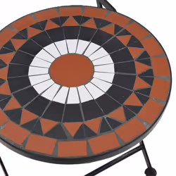 vidaXL Mosaic Bistro Set Outdoor Bar Set Table and Chair Iron and Ceramic - terracotta and black - Additional view 10